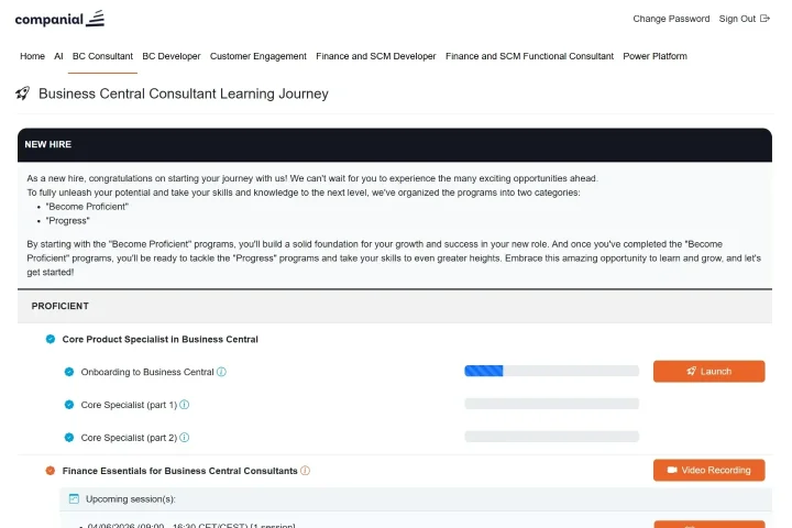 Screenshot of the Learning Journeys dashboard on desktop