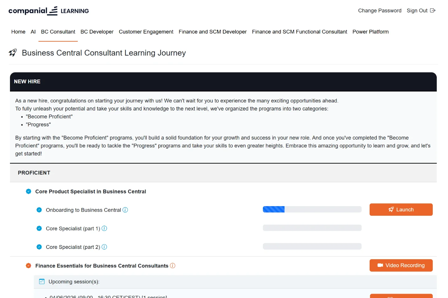Screenshot of the Learning Journeys dashboard on desktop