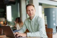 Man working on laptop - part of multiframe pictures