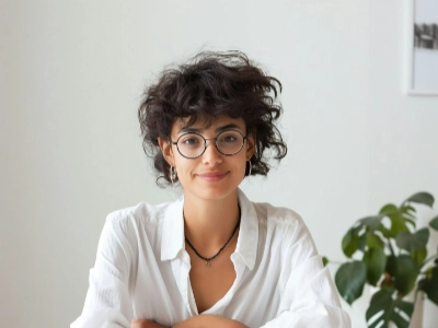 Woman with plant - part of multiframe pictures